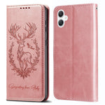 Samsung Galaxy A06 4G Stativskal Lucky Deer Präglat Magnetisk Stängning Läderplånbok mobilskal