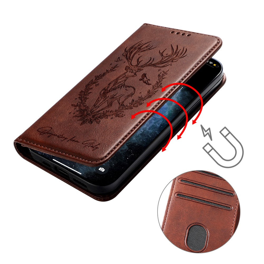 For Xiaomi Redmi Turbo 4 5G / Poco X7 Pro 5G Stand Case Lucky Deer Imprinted Magnetic Closure Leather Wallet Phone Cover