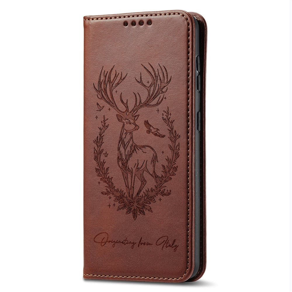 For Xiaomi Redmi Turbo 4 5G / Poco X7 Pro 5G Stand Case Lucky Deer Imprinted Magnetic Closure Leather Wallet Phone Cover