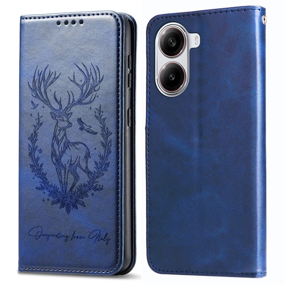 For Xiaomi Redmi Turbo 4 5G / Poco X7 Pro 5G Stand Case Lucky Deer Imprinted Magnetic Closure Leather Wallet Phone Cover