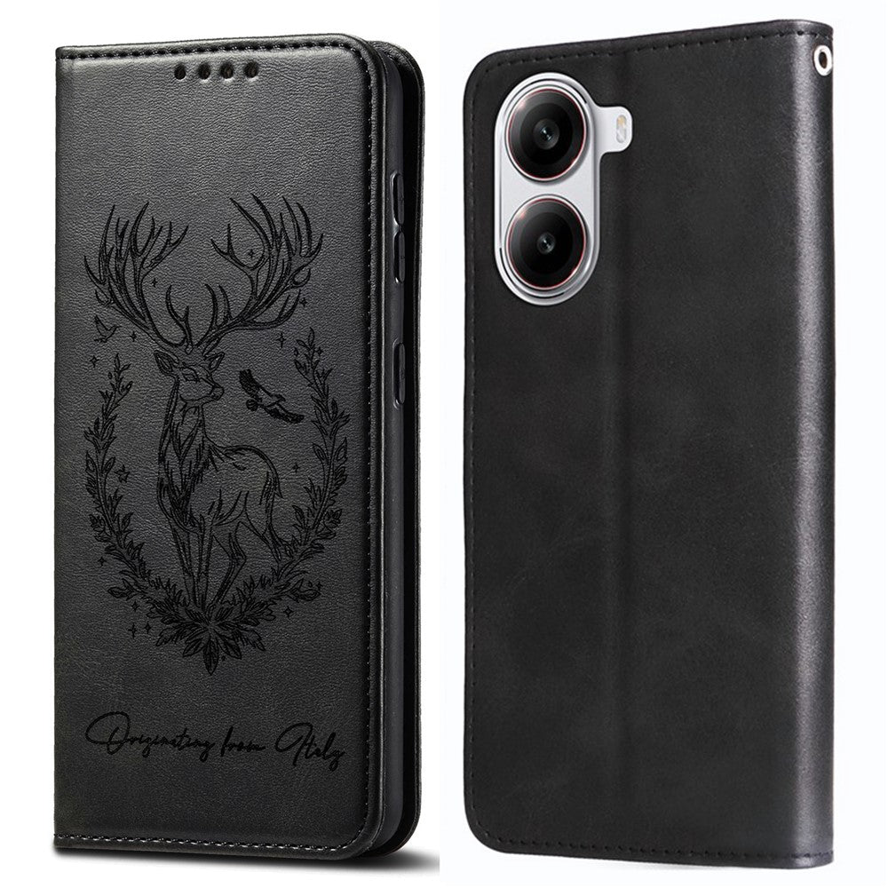 For Xiaomi Redmi Turbo 4 5G / Poco X7 Pro 5G Stand Case Lucky Deer Imprinted Magnetic Closure Leather Wallet Phone Cover