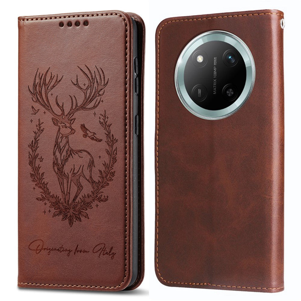 Stand Case for Honor X60 Pro 5G / X9c 5G / Magic7 Lite 5G Lucky Deer Imprinted Magnetic Closure Leather Wallet Phone Cover
