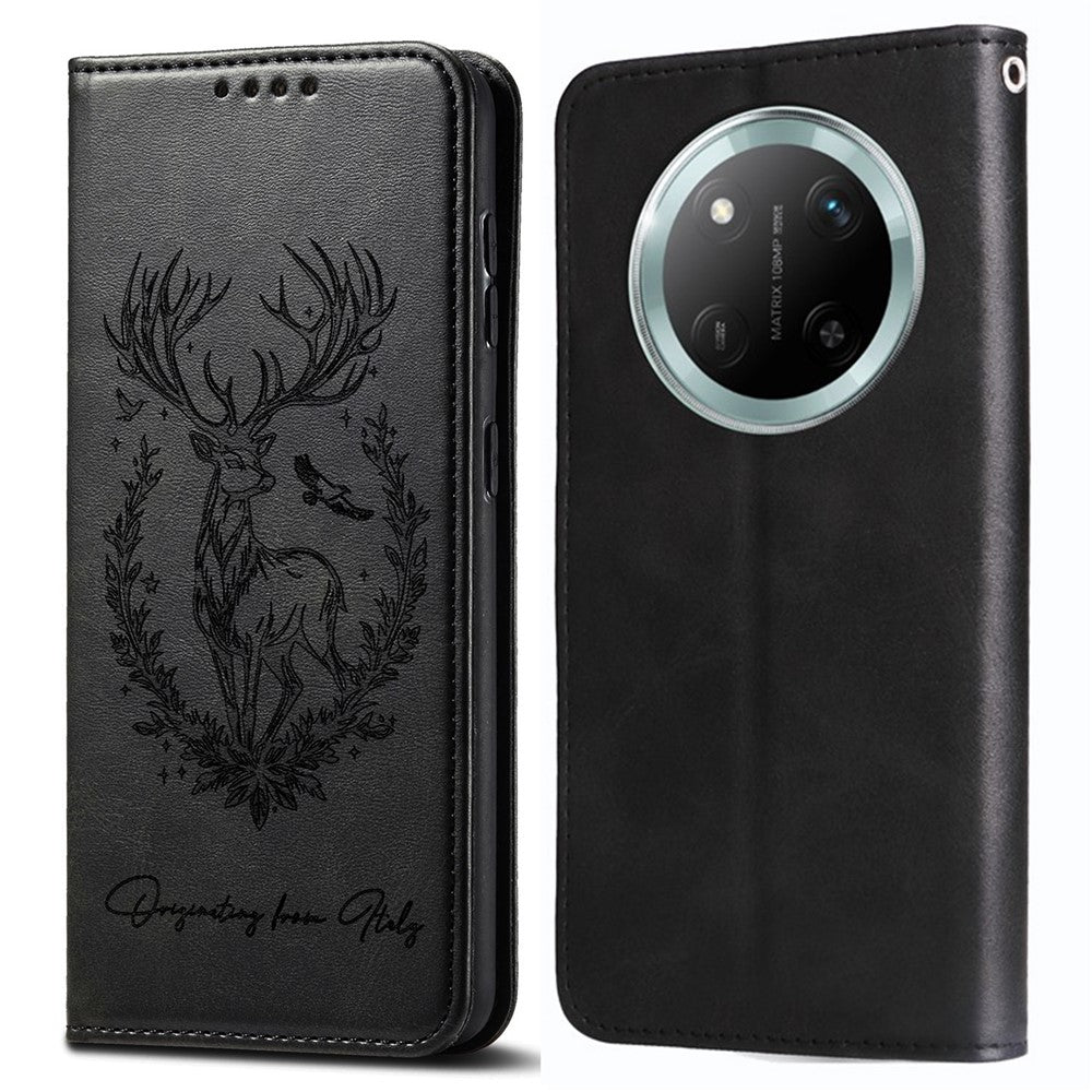 Stand Case for Honor X60 Pro 5G / X9c 5G / Magic7 Lite 5G Lucky Deer Imprinted Magnetic Closure Leather Wallet Phone Cover