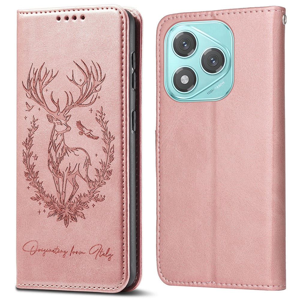 For Honor 400 Lite 5G Stand Case Lucky Deer Imprinted Magnetic Closure Leather Wallet Phone Cover