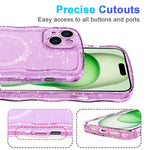 For iPhone 15 Plus Magnetic Case Wave Edge Glitter TPU Phone Back Cover