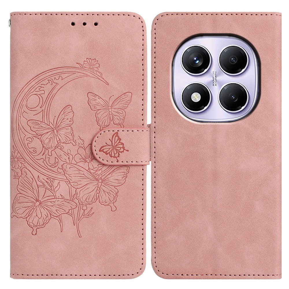 PU Leather Case For Xiaomi Redmi Note 14 Pro+ 5G  /  Note 14 Pro 5G  /  Poco X7 5G Butterfly Flower Imprinted Wallet Stand Phone Cover