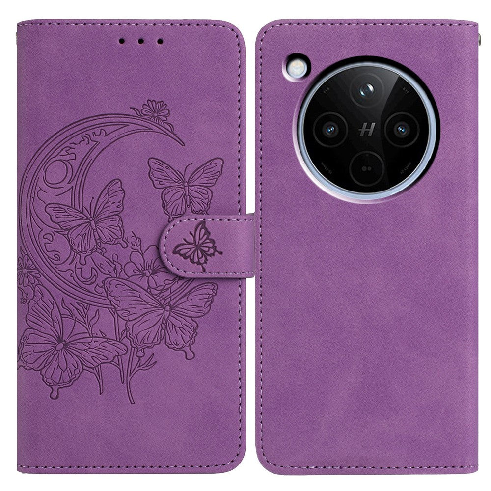 Oppo Find X8s+ 5G / Find X8 5G-skal med fjärilsblomma och prägel i PU-läder, plånboksfodral med stativ