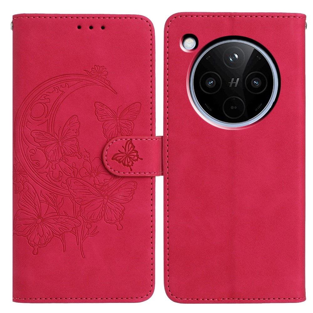 Oppo Find X8s+ 5G / Find X8 5G-skal med fjärilsblomma och prägel i PU-läder, plånboksfodral med stativ