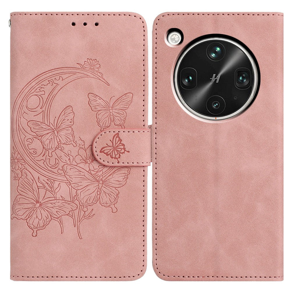 For Oppo Find X8 Ultra 5G Case Butterfly Flower Imprinted PU Leather Wallet Stand Phone Cover
