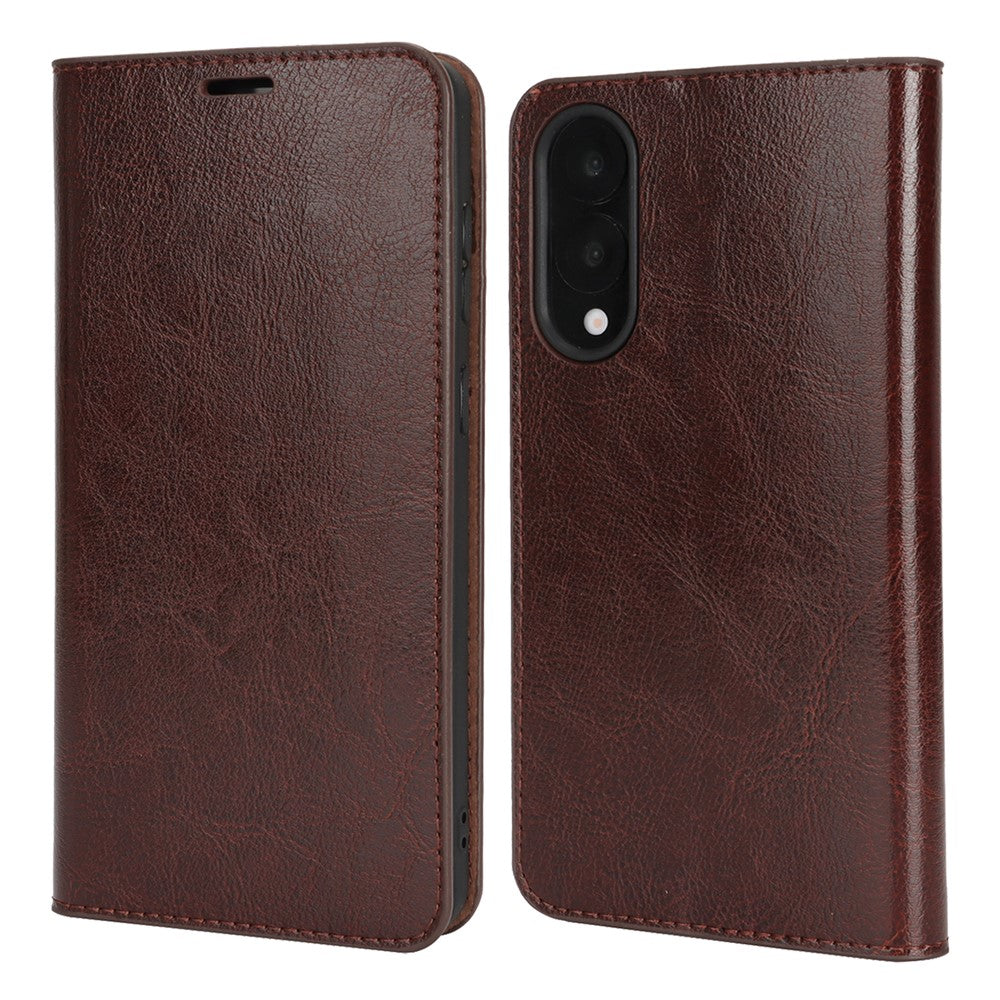 For Samsung Galaxy S25 Edge Case Crazy Horse Texture Genuine Cow Leather Wallet Phone Cover