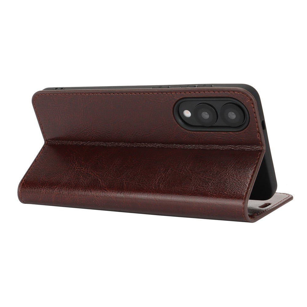 For Samsung Galaxy S25 Edge Case Crazy Horse Texture Genuine Cow Leather Wallet Phone Cover