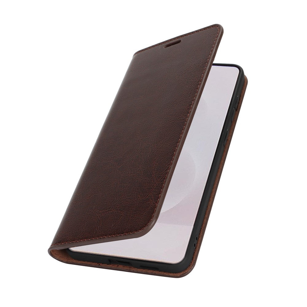 For Samsung Galaxy S25 Edge Case Crazy Horse Texture Split Leather Wallet Phone Cover
