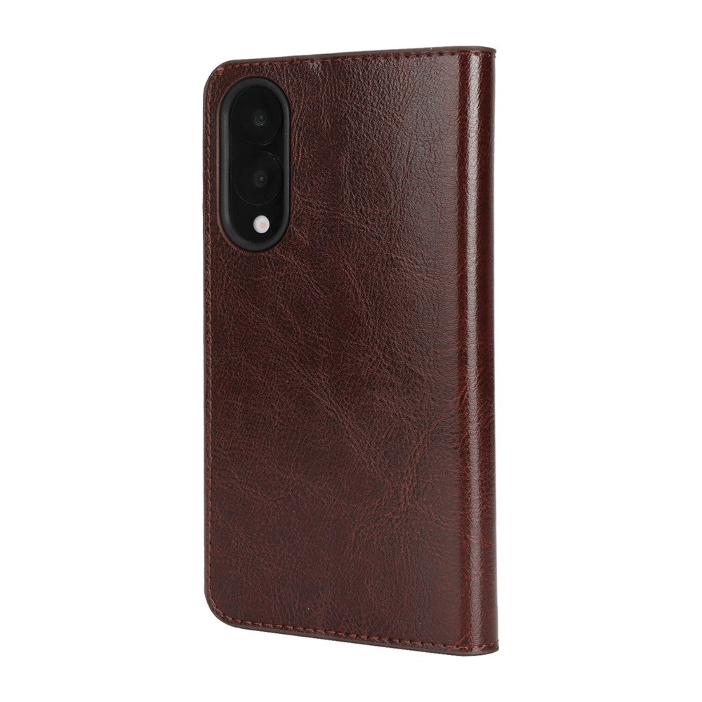 For Samsung Galaxy S25 Edge Case Crazy Horse Texture Genuine Cow Leather Wallet Phone Cover