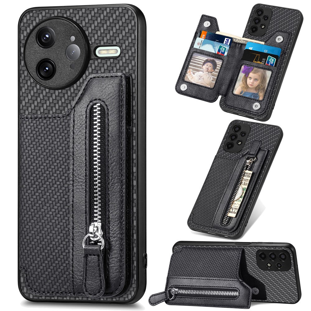 Xiaomi Poco F7 Ultra 5G / Xiaomi Redmi K80 Pro 5G-cover i læder + PC + TPU, pungcover med lynlås