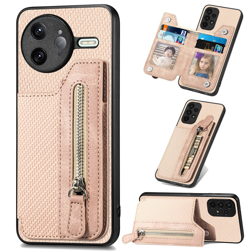 Xiaomi Poco F7 Ultra 5G / Xiaomi Redmi K80 Pro 5G-cover i læder + PC + TPU, pungcover med lynlås