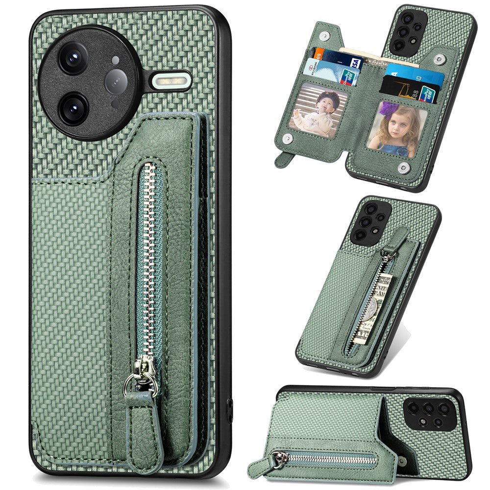 Xiaomi Poco F7 Ultra 5G / Xiaomi Redmi K80 Pro 5G-cover i læder + PC + TPU, pungcover med lynlås