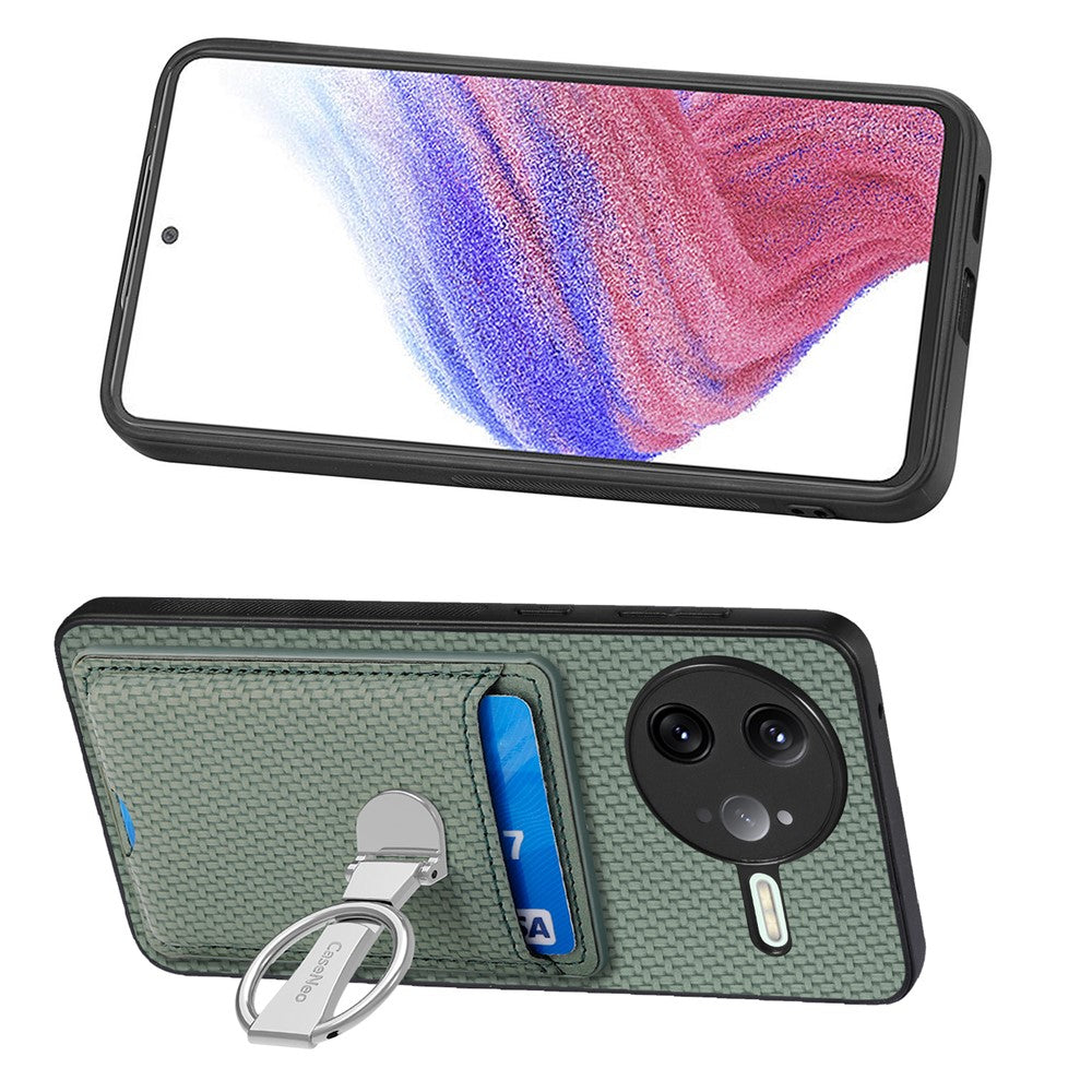 CASENEO För Xiaomi Poco F7 Ultra 5G / Xiaomi Redmi K80 Pro 5G Lädermobilskal med Stativ och Kortfack Kolfiberstruktur