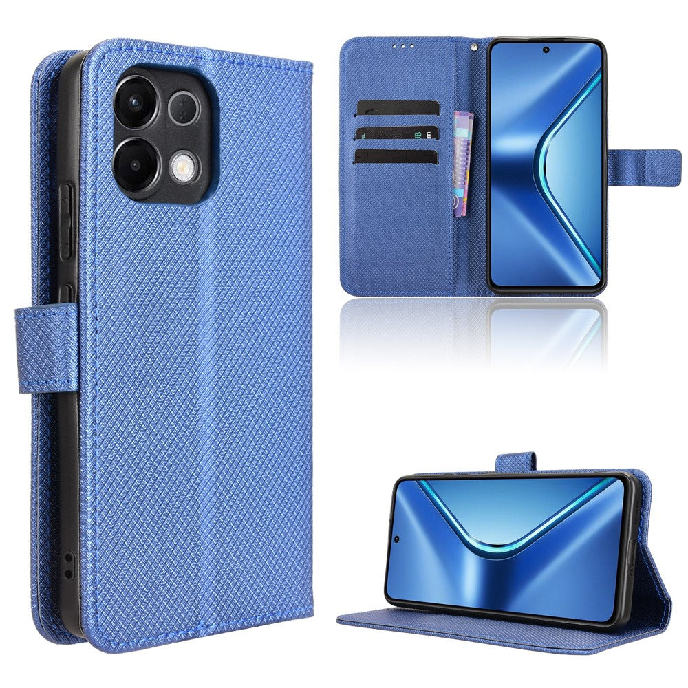 For Oppo K13 5G Leather Wallet Case with Strap Diamond Texture Phone Cover
