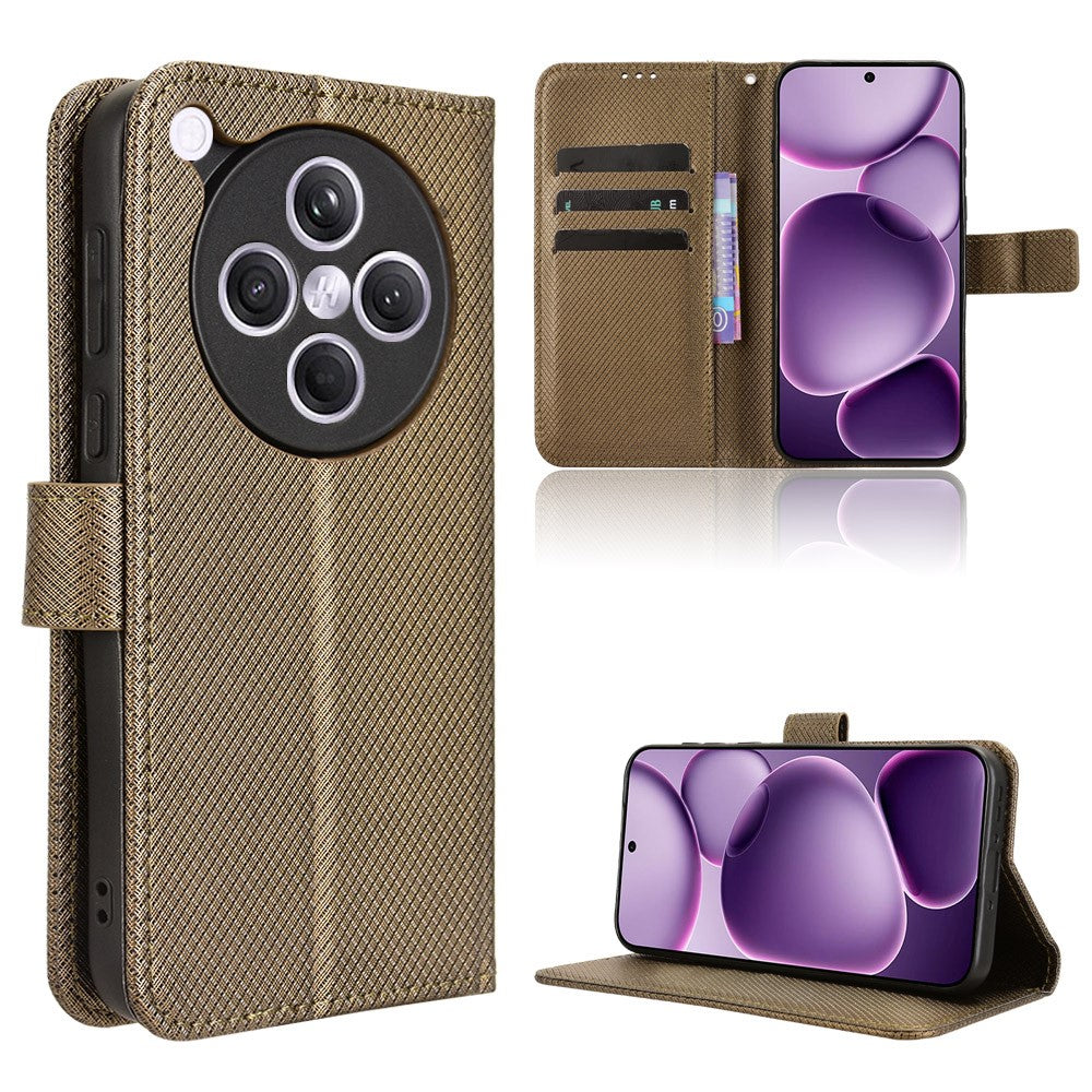 For Oppo Find X8s+ 5G Leather Wallet Case with Strap Diamond Texture Phone Cover