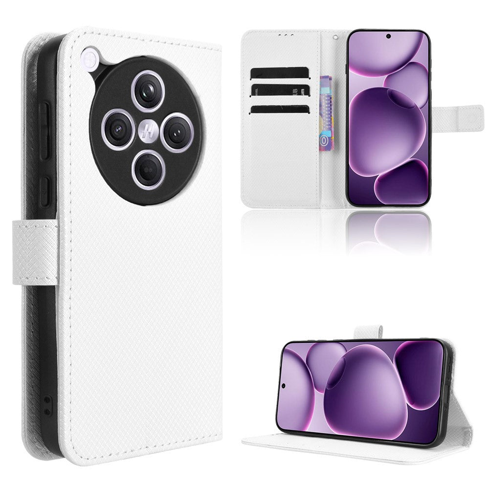 For Oppo Find X8s+ 5G Leather Wallet Case with Strap Diamond Texture Phone Cover