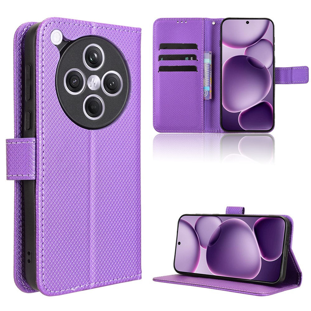 For Oppo Find X8s+ 5G Leather Wallet Case with Strap Diamond Texture Phone Cover