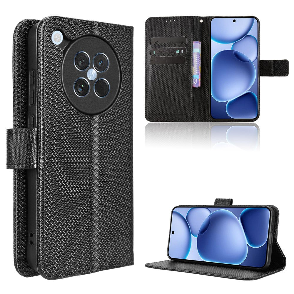 For Oppo Find X8s 5G Leather Wallet Case with Strap Diamond Texture Phone Cover