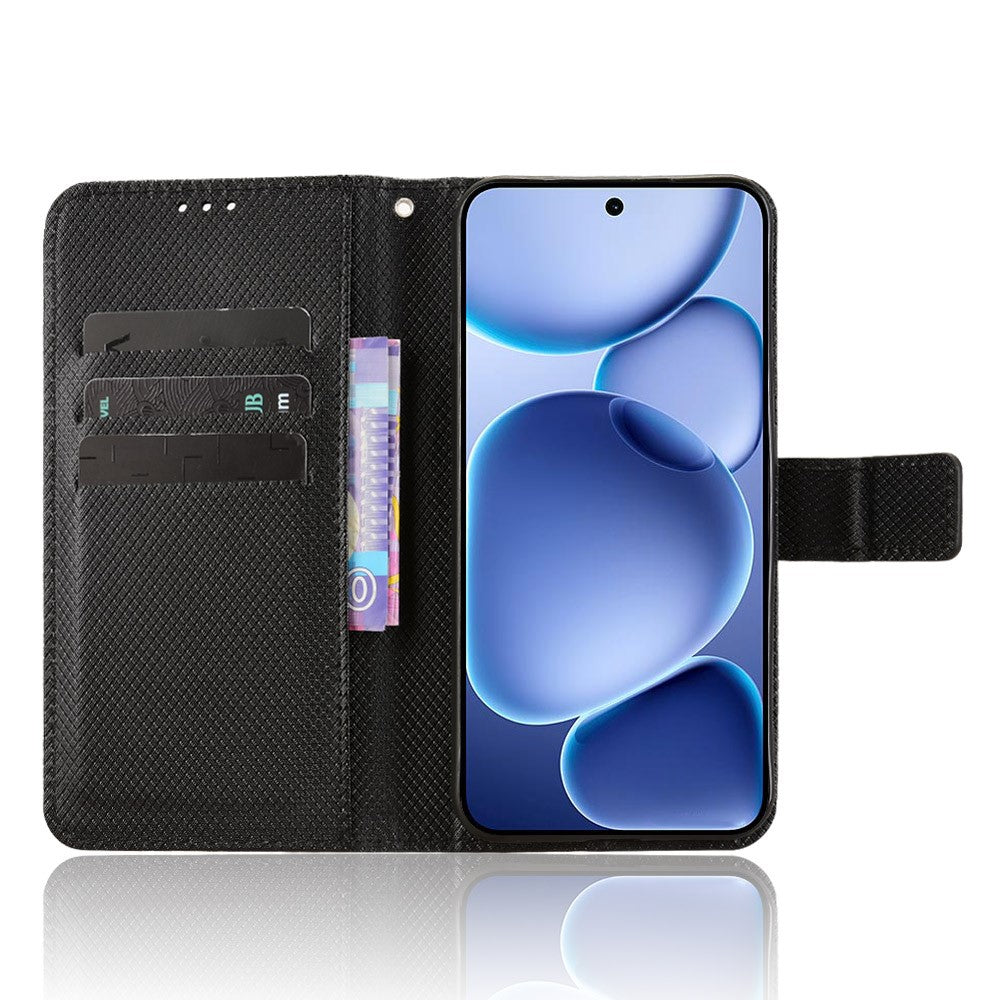 For Oppo Find X8s 5G Leather Wallet Case with Strap Diamond Texture Phone Cover