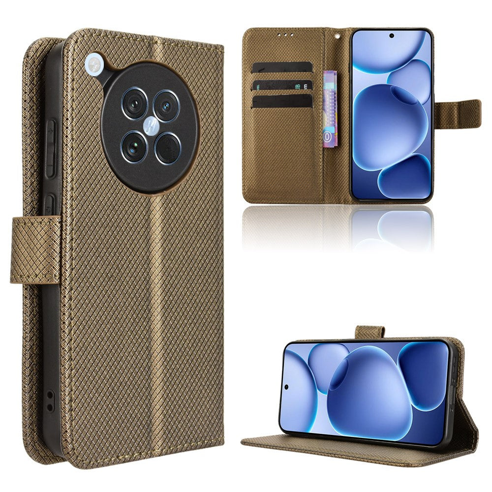 For Oppo Find X8s 5G Leather Wallet Case with Strap Diamond Texture Phone Cover