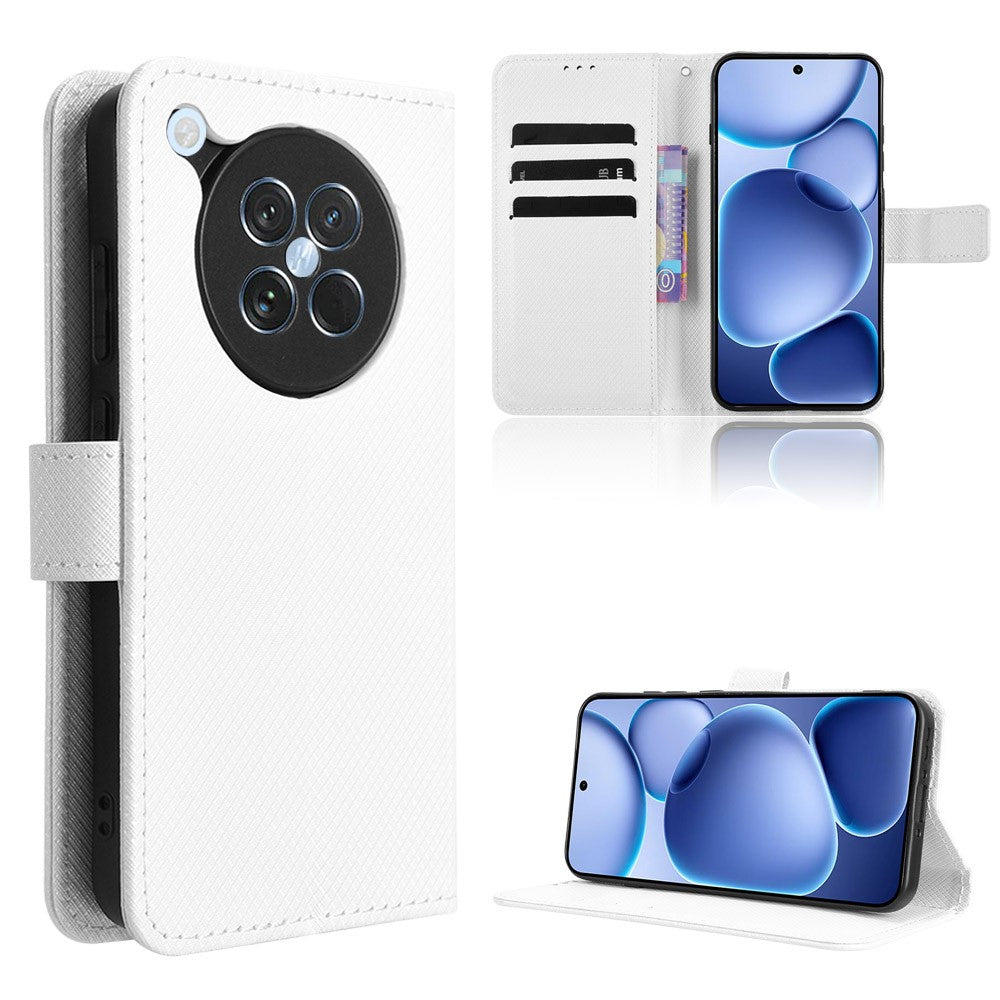 For Oppo Find X8s 5G Leather Wallet Case with Strap Diamond Texture Phone Cover