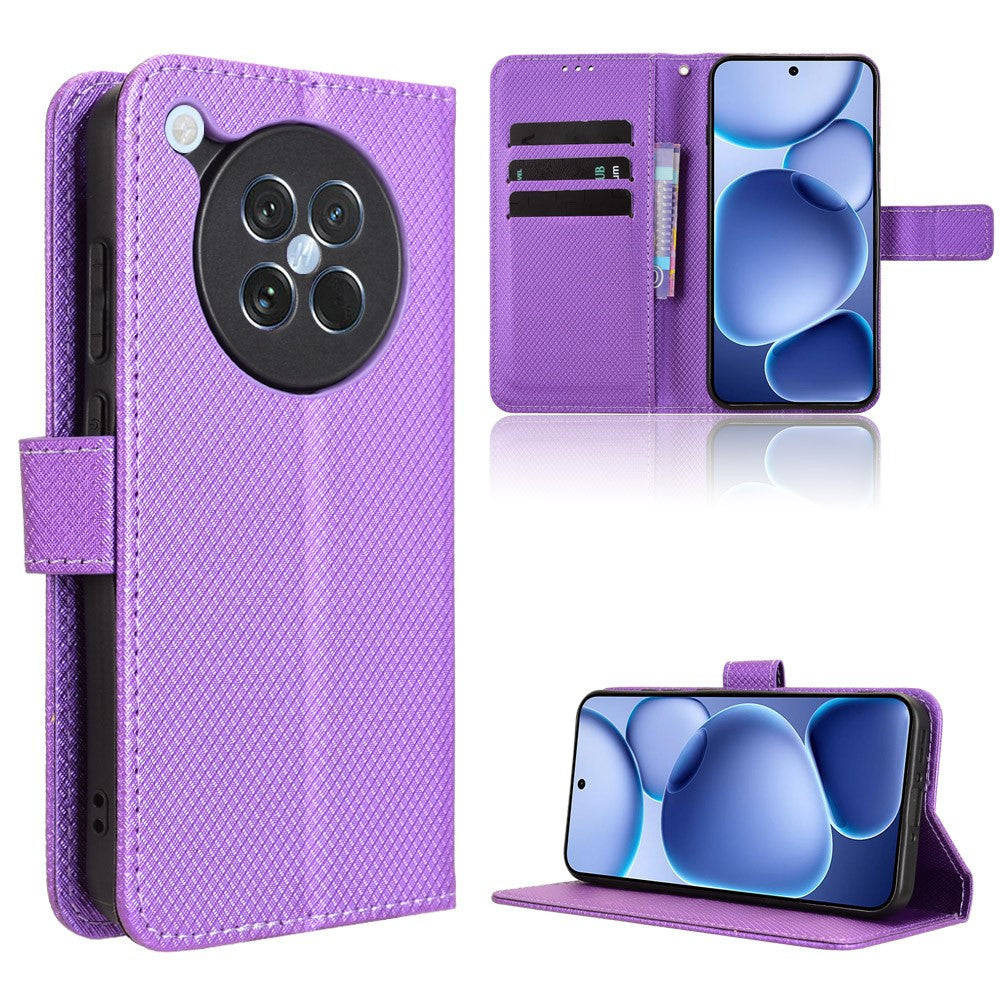 For Oppo Find X8s 5G Leather Wallet Case with Strap Diamond Texture Phone Cover