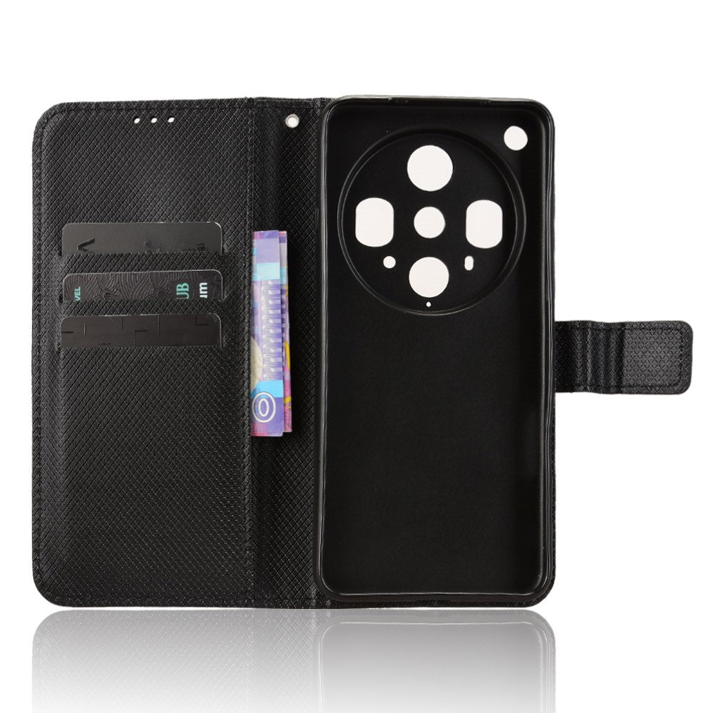For Oppo Find X8 Ultra 5G Leather Wallet Case with Strap Diamond Texture Phone Cover