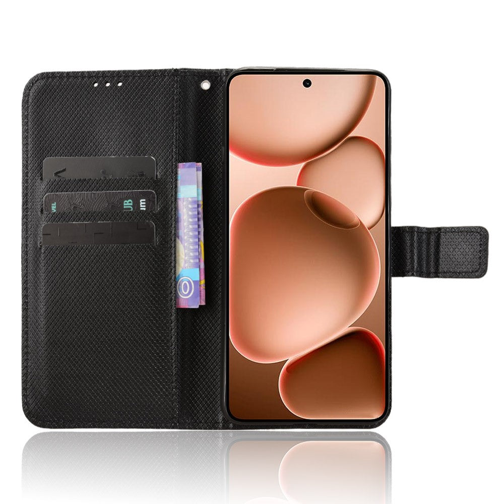 For Oppo Find X8 Ultra 5G Leather Wallet Case with Strap Diamond Texture Phone Cover