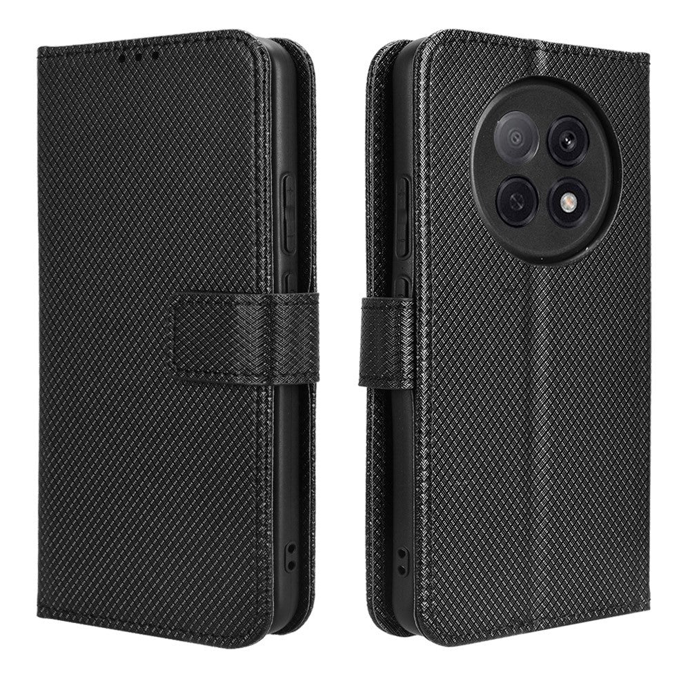 For Oppo A5 Pro 5G (China) / Oppo F29 Pro 5G (Global) Leather Wallet Case with Strap Diamond Texture Phone Cover