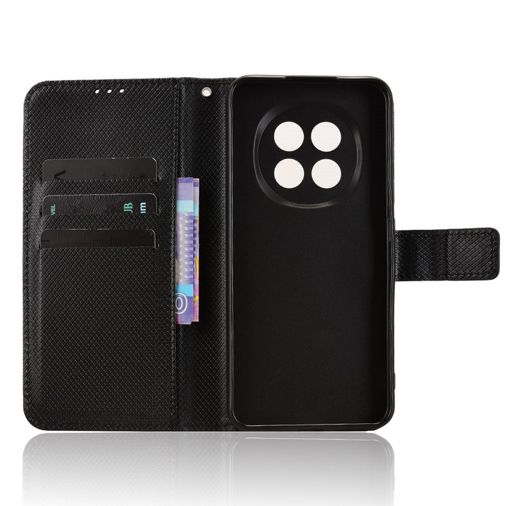 For Oppo A5 Pro 5G (China) / Oppo F29 Pro 5G (Global) Leather Wallet Case with Strap Diamond Texture Phone Cover