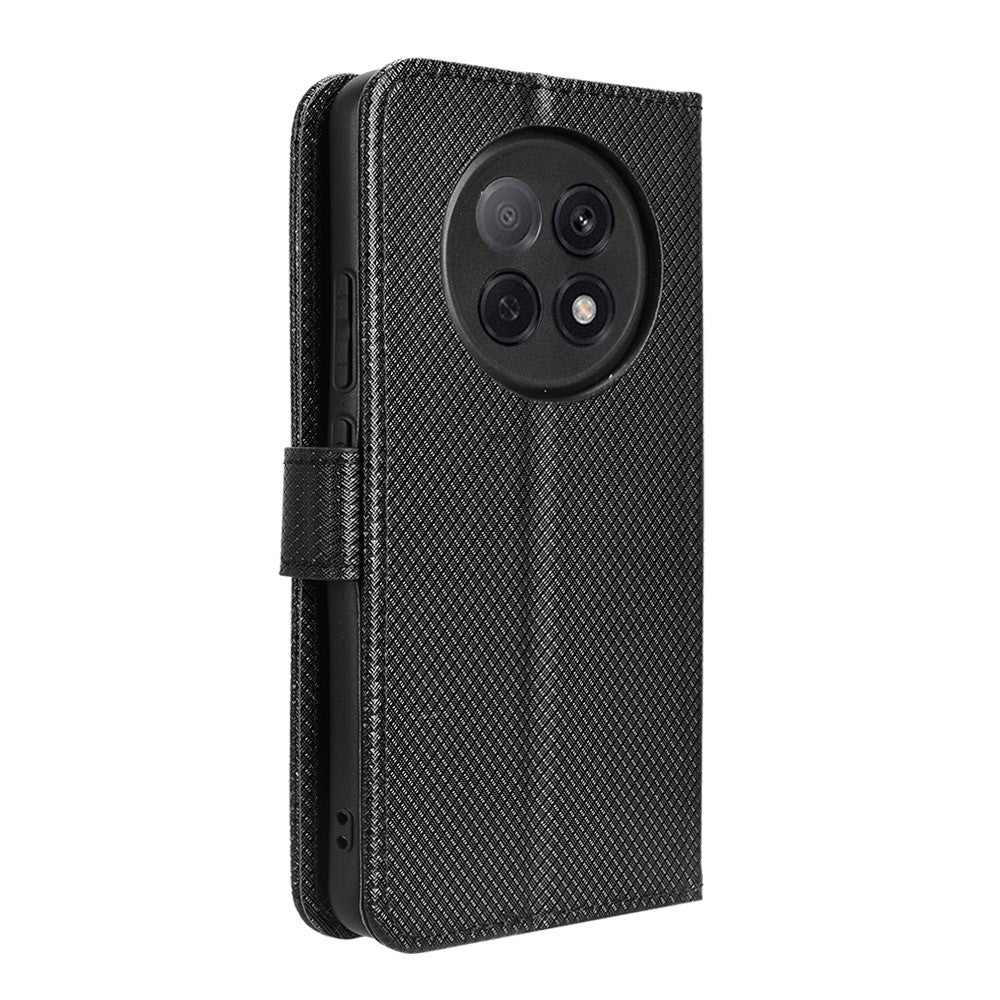 For Oppo A5 Pro 5G (China) / Oppo F29 Pro 5G (Global) Leather Wallet Case with Strap Diamond Texture Phone Cover