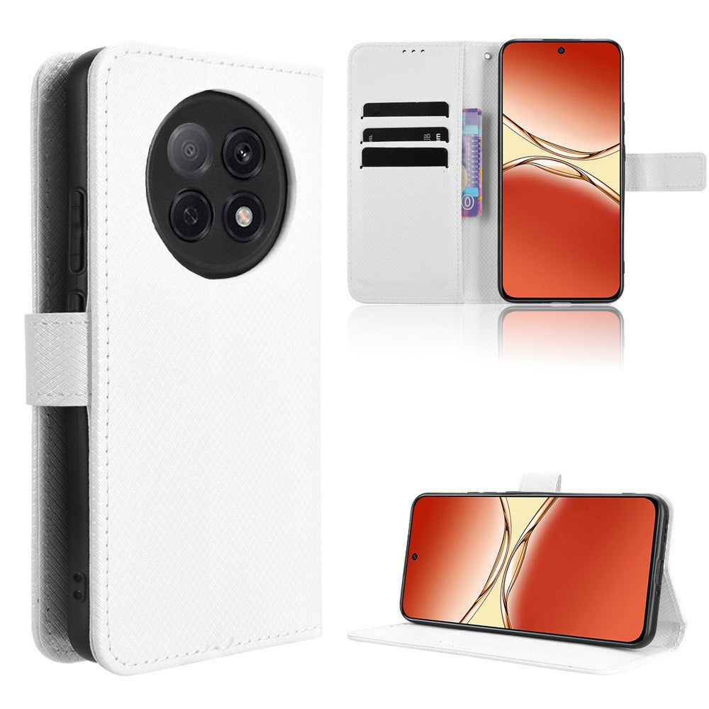 For Oppo A5 Pro 5G (China) / Oppo F29 Pro 5G (Global) Leather Wallet Case with Strap Diamond Texture Phone Cover