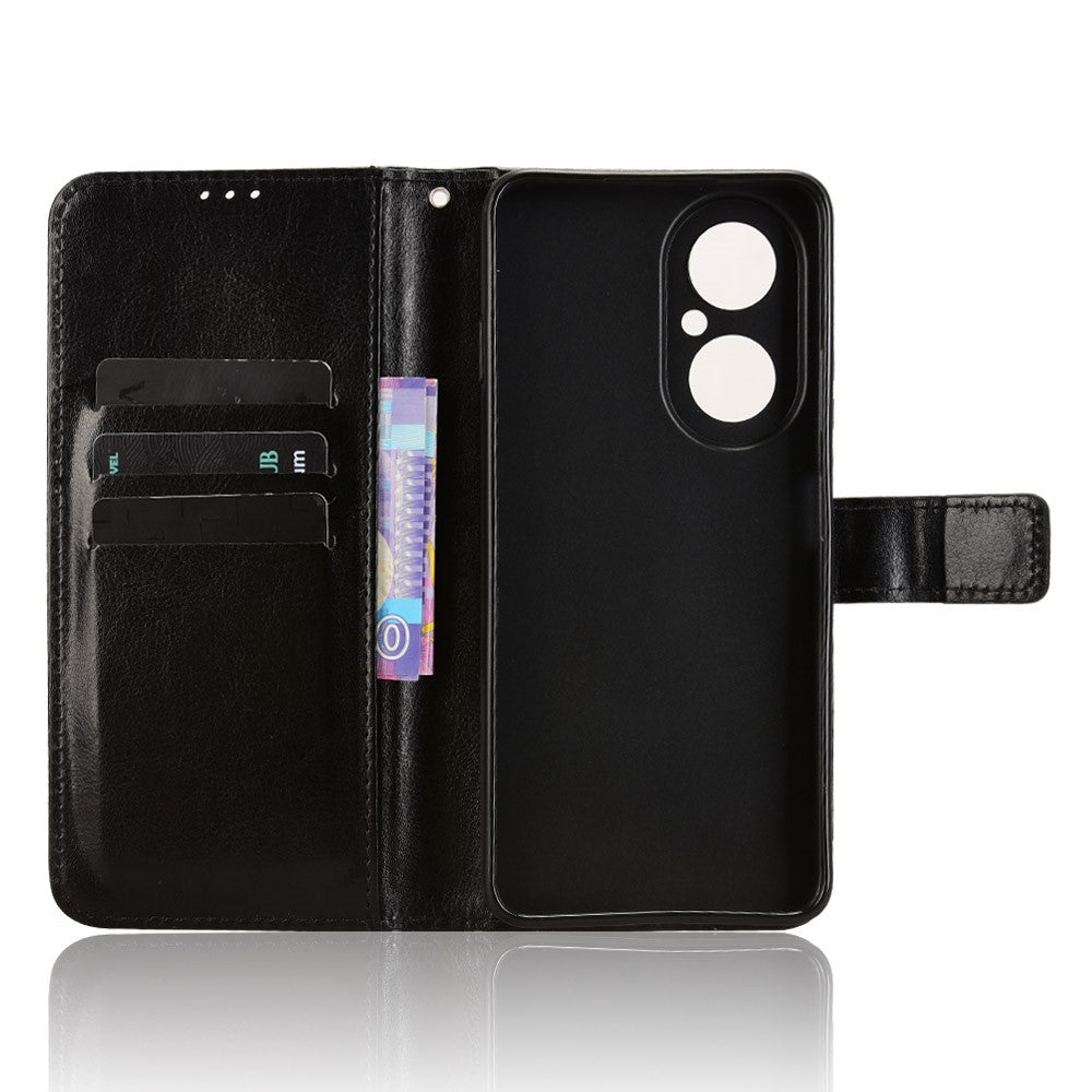 For Huawei Enjoy 80 PU Leather Case with Strap Crazy Horse Texture Phone Wallet Cover