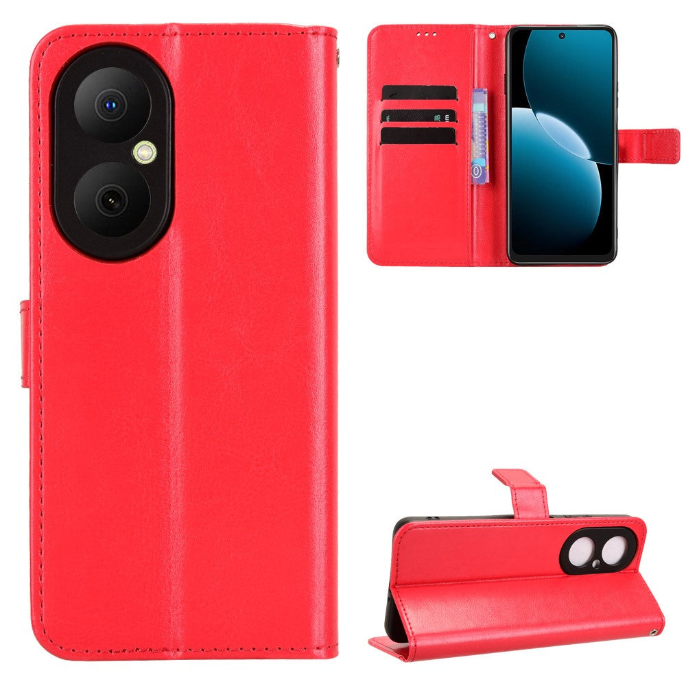 For Huawei Enjoy 80 PU Leather Case with Strap Crazy Horse Texture Phone Wallet Cover