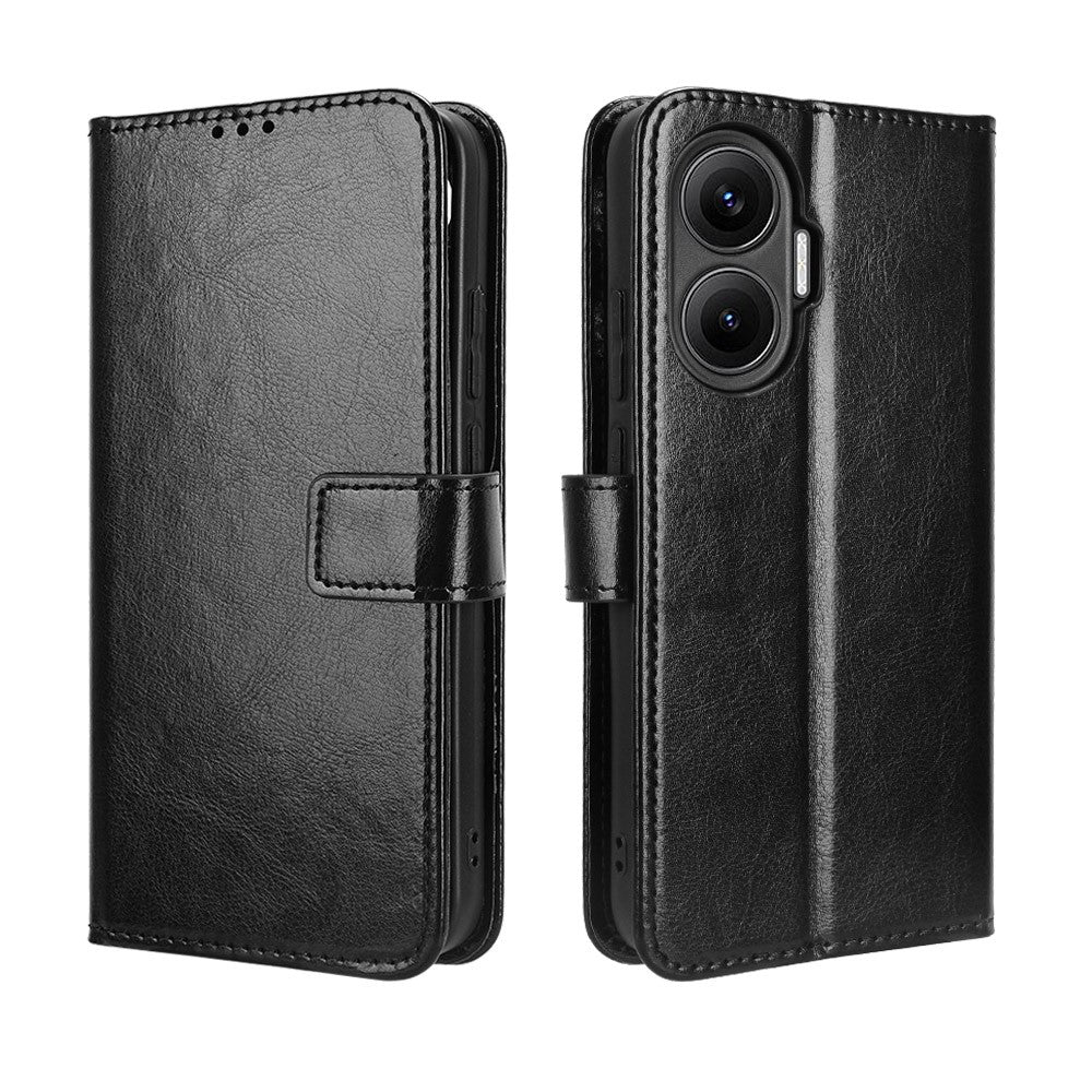 For Xiaomi Redmi Turbo 4 Pro 5G / Poco F7 5G PU Leather Case with Strap Crazy Horse Texture Phone Wallet Cover