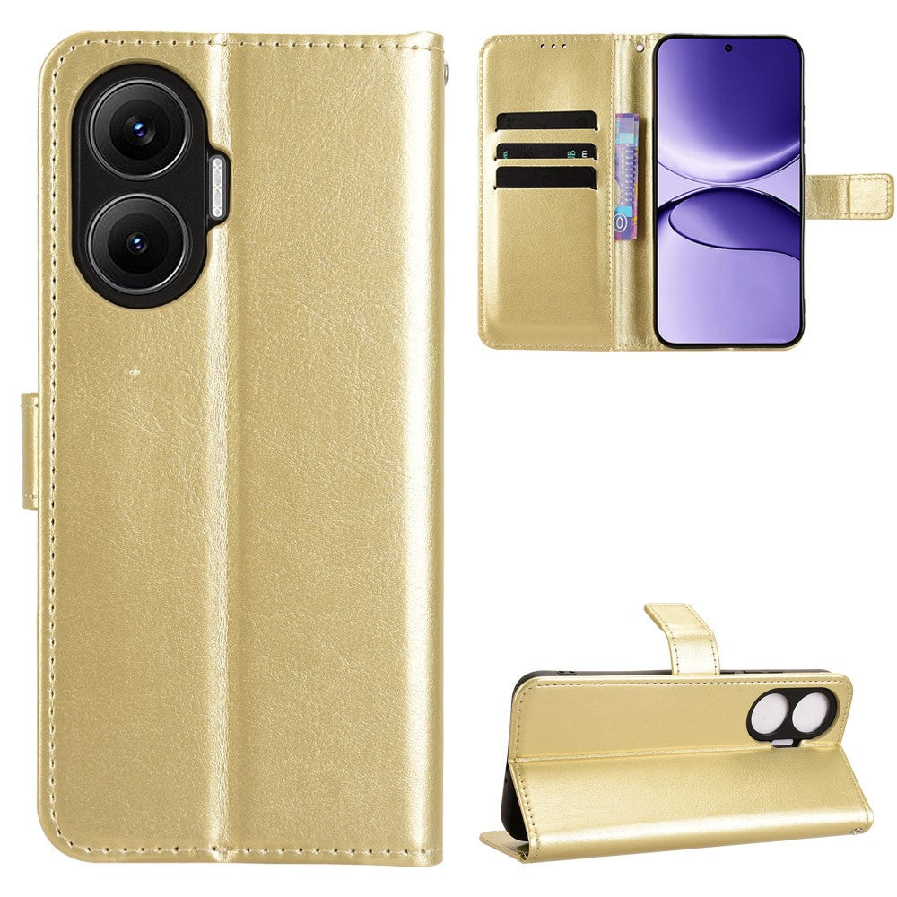 For Xiaomi Redmi Turbo 4 Pro 5G / Poco F7 5G PU Leather Case with Strap Crazy Horse Texture Phone Wallet Cover
