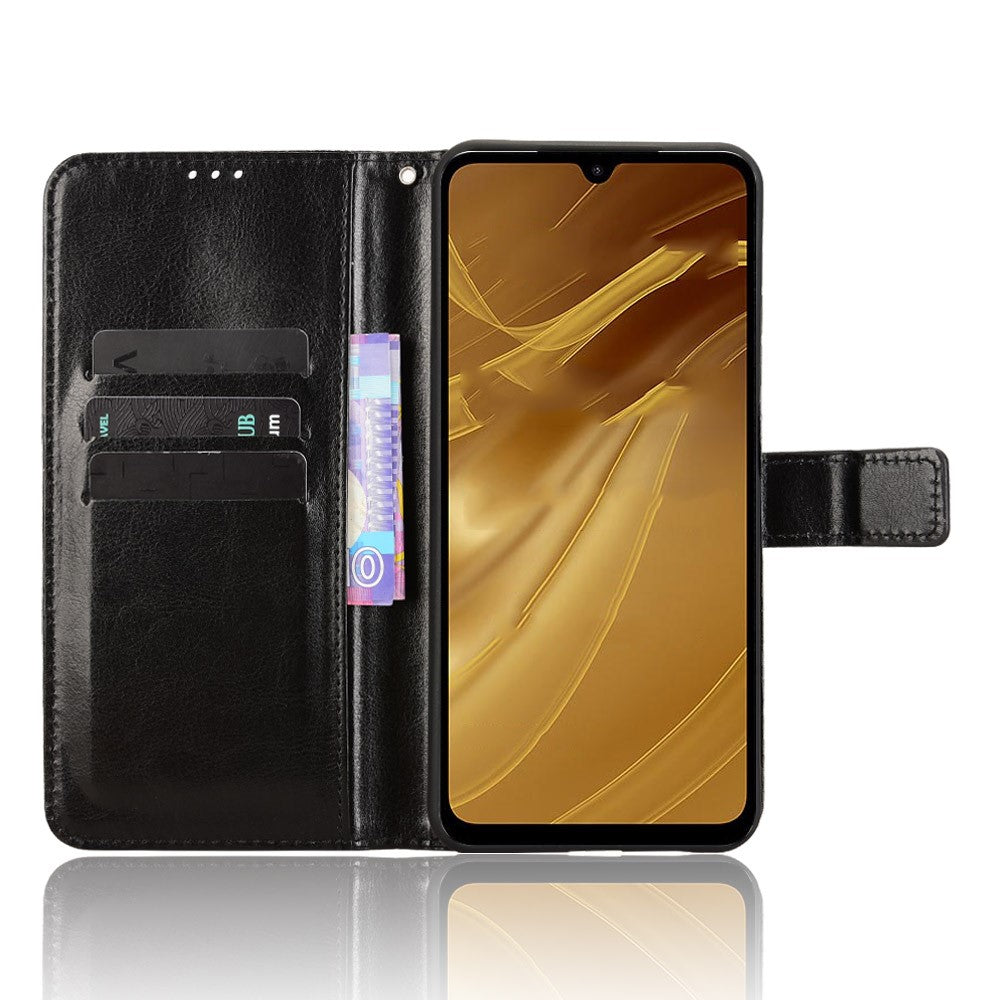 For Xiaomi Redmi A5 NFC (EU) (173.45mm) PU Leather Case with Strap Crazy Horse Texture Phone Wallet Cover