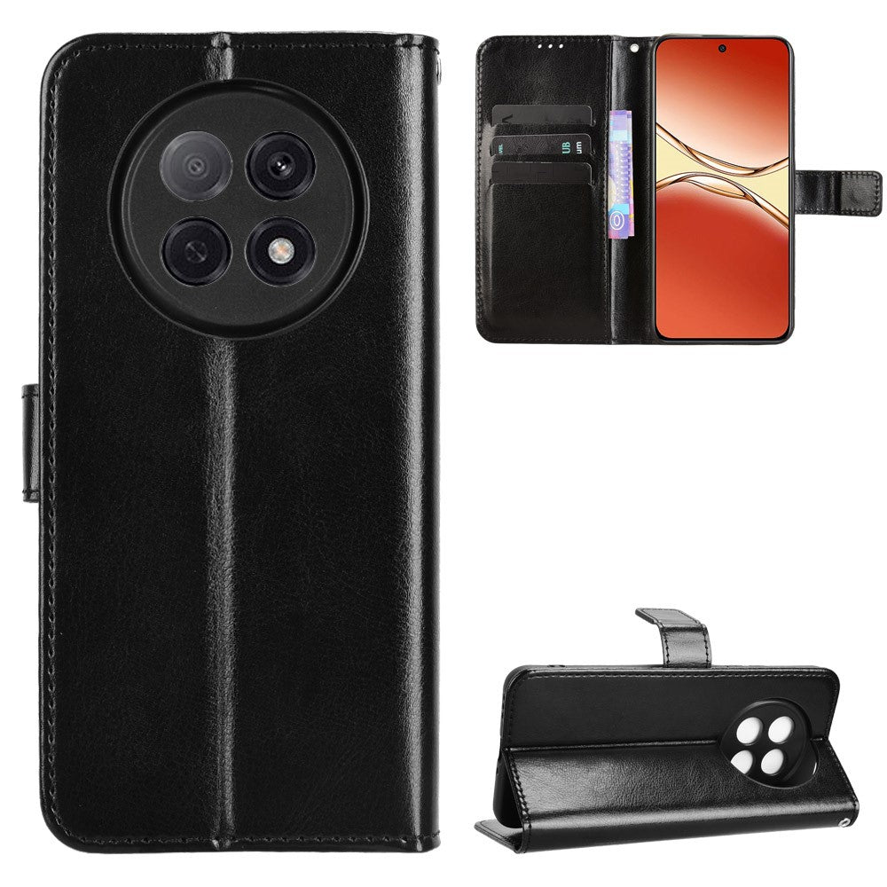 Oppo A5 Pro 5G (Kina) / Oppo F29 Pro 5G (Global) PU-läderskal med rem, plånboksfodral med Crazy Horse-textur
