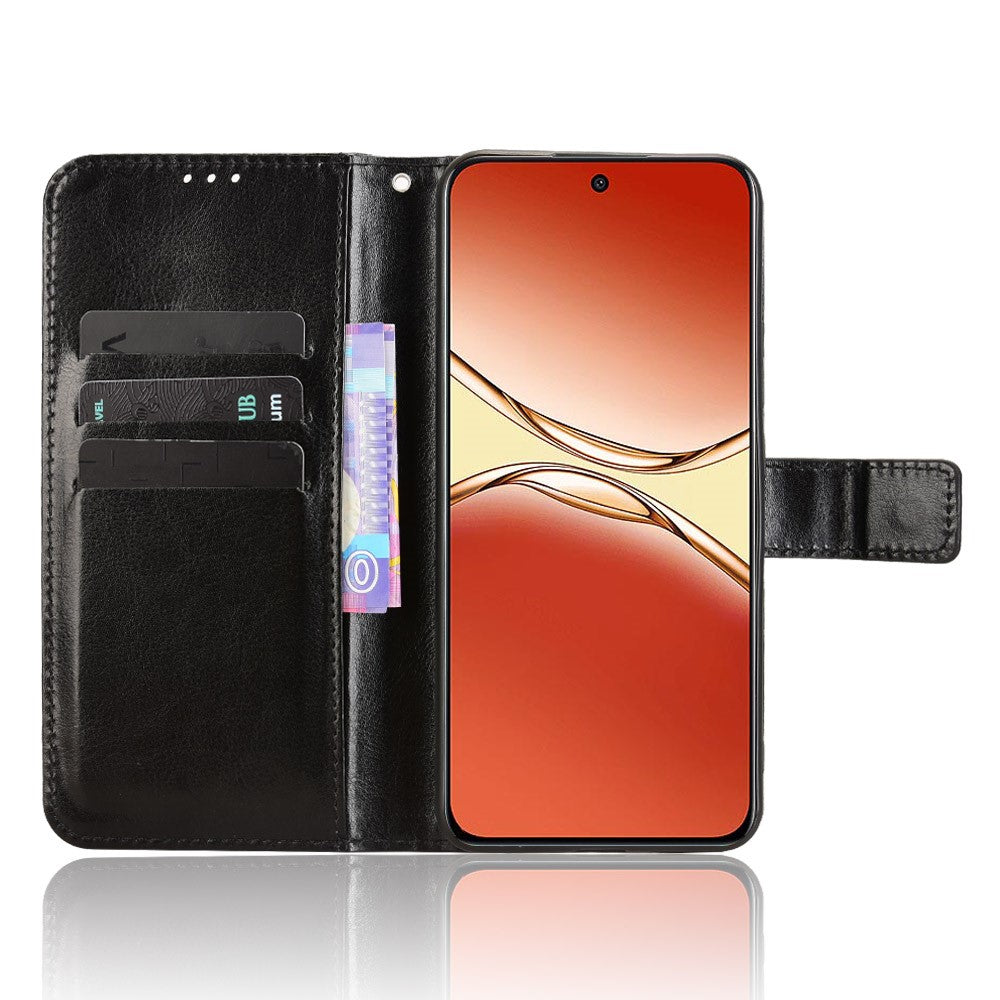 Oppo A5 Pro 5G (Kina) / Oppo F29 Pro 5G (Global) PU-läderskal med rem, plånboksfodral med Crazy Horse-textur
