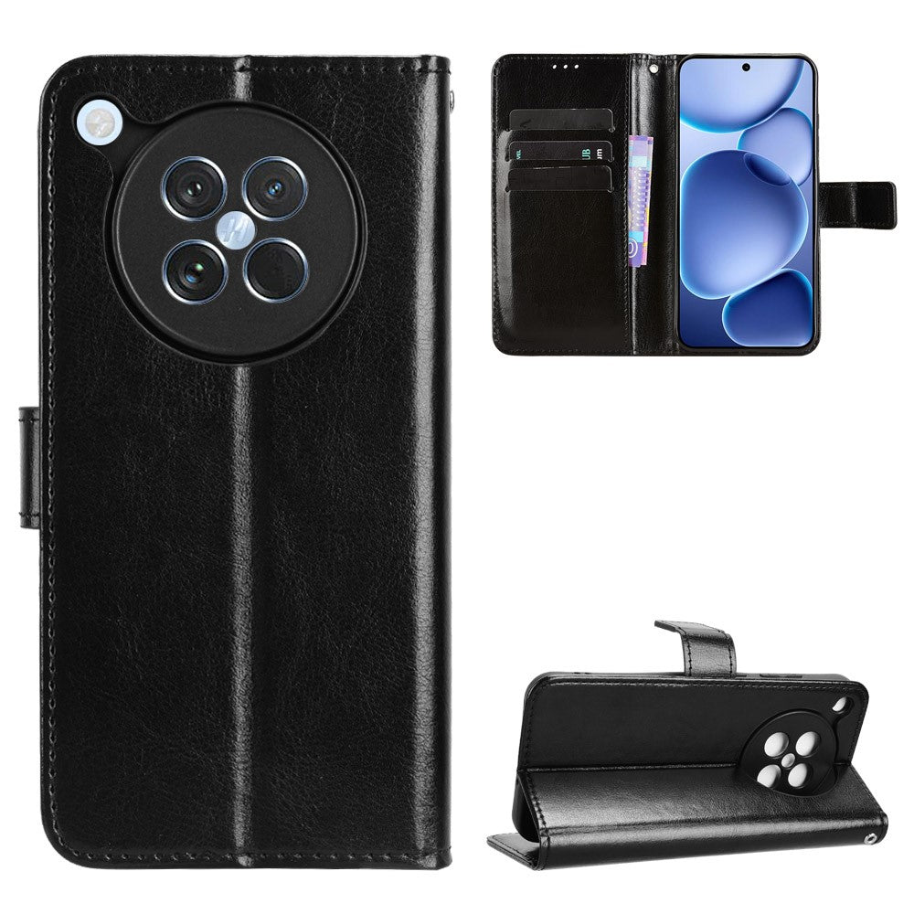 For Oppo Find X8s 5G PU Leather Case with Strap Crazy Horse Texture Phone Wallet Cover