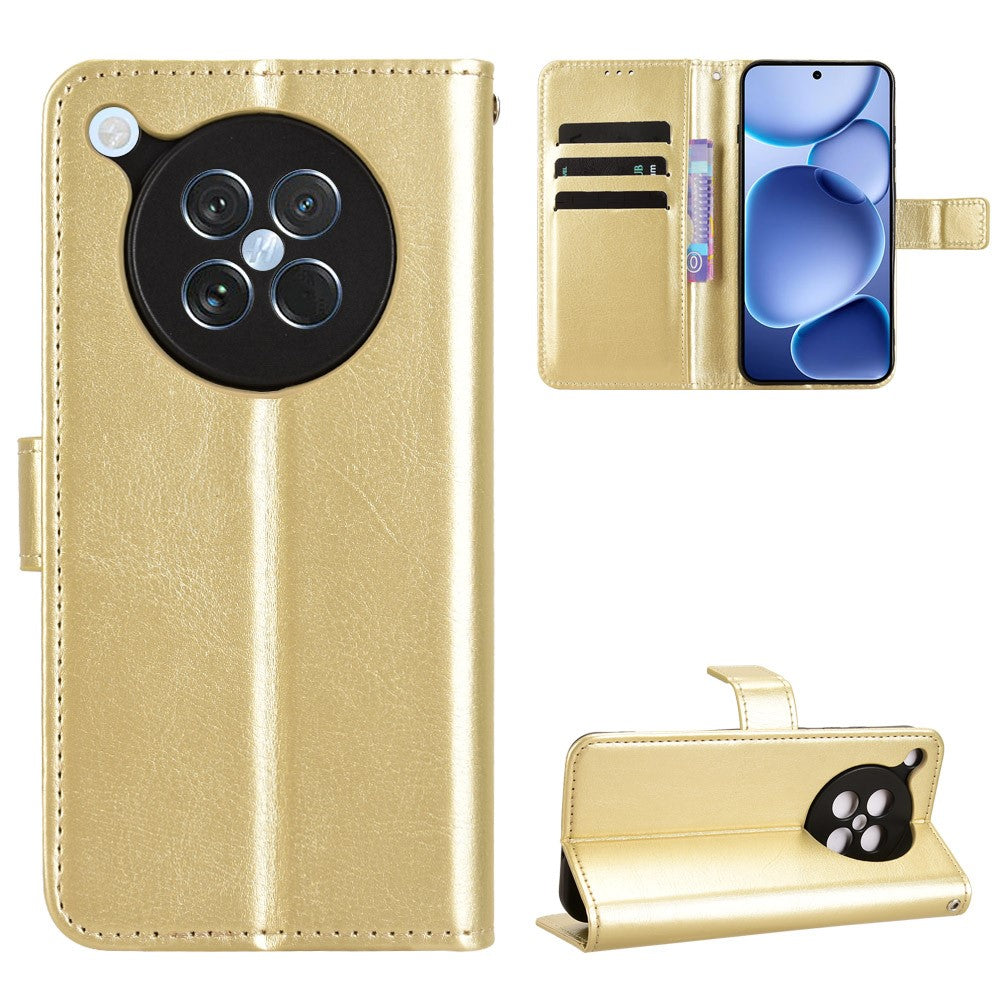 For Oppo Find X8s 5G PU Leather Case with Strap Crazy Horse Texture Phone Wallet Cover
