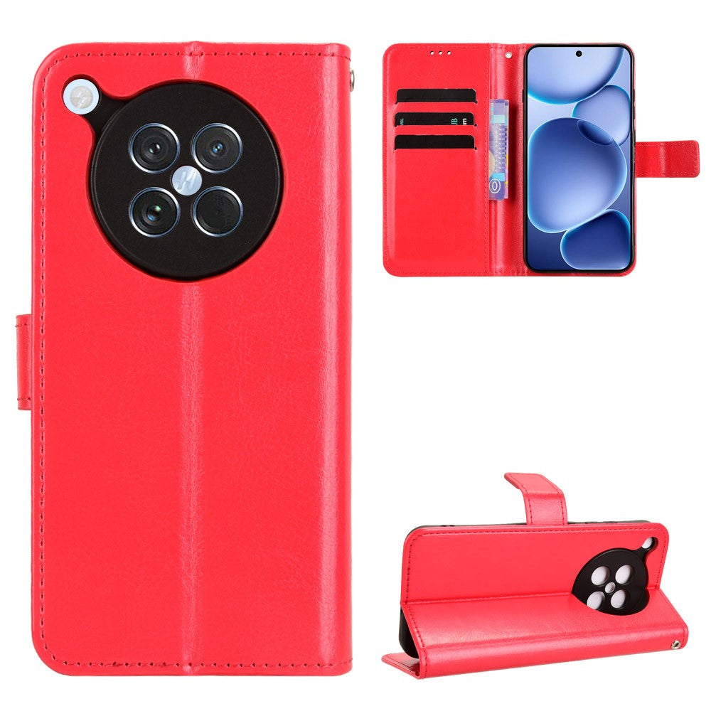 For Oppo Find X8s 5G PU Leather Case with Strap Crazy Horse Texture Phone Wallet Cover