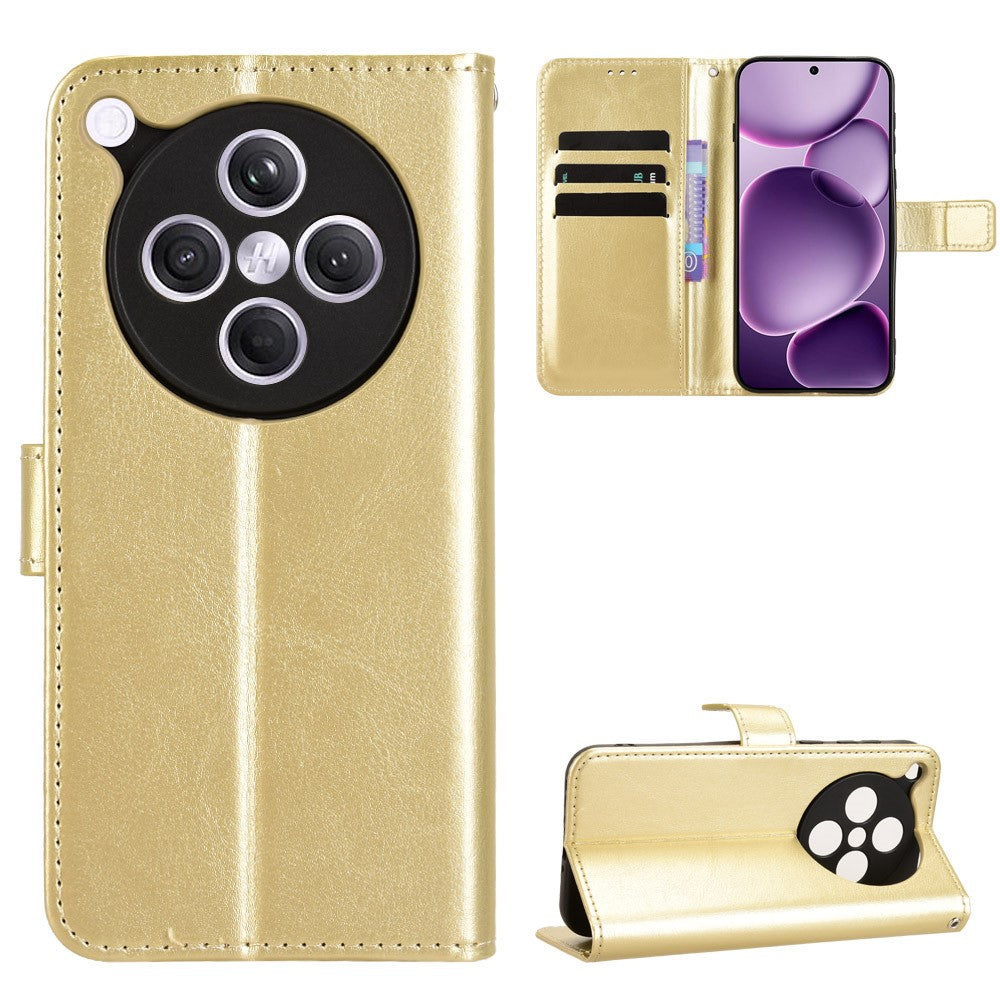 For Oppo Find X8s+ 5G PU Leather Case with Strap Crazy Horse Texture Phone Wallet Cover