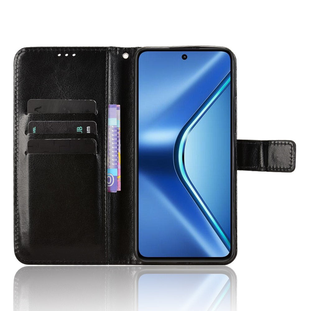 For Oppo K13 5G PU Leather Case with Strap Crazy Horse Texture Phone Wallet Cover