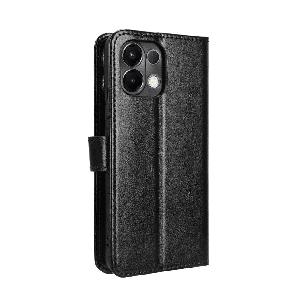 For Oppo K13 5G PU Leather Case with Strap Crazy Horse Texture Phone Wallet Cover