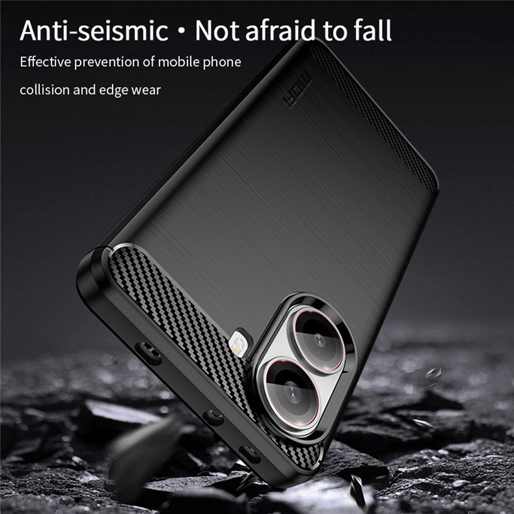 MOFI For Xiaomi Poco X7 Pro 5G Back Cover  Brushed Texture Carbon Fiber Soft TPU Case